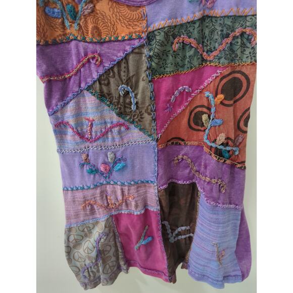 Kathmandu Imports Purple Embroidered Boho Mini Dress - Picture 2 of 4